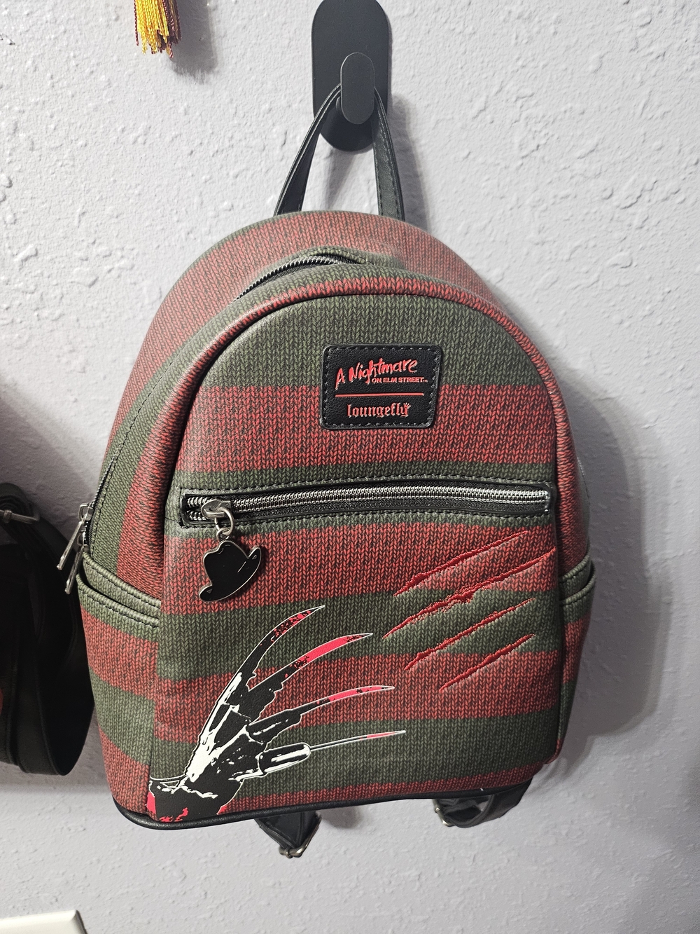 Loungefly A Nightmare on Elm Street Freddy Striped Mini Backpack - Red & Green